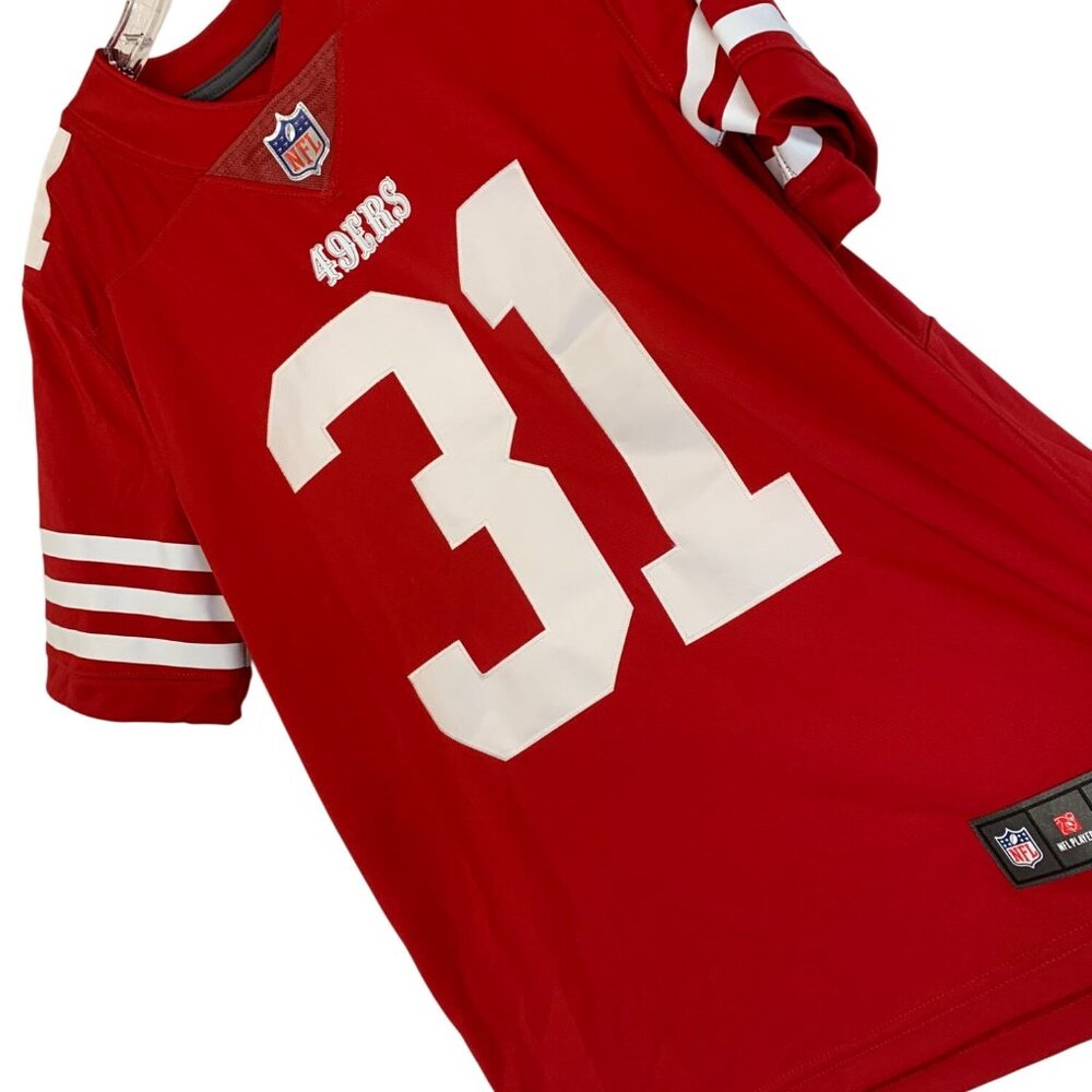 NWT Nike NFL 49ers Player 31 Mostert Red Jersey Mens Size S